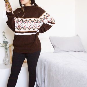 Vintage Brown Folk Cottagecore Boho Sweater